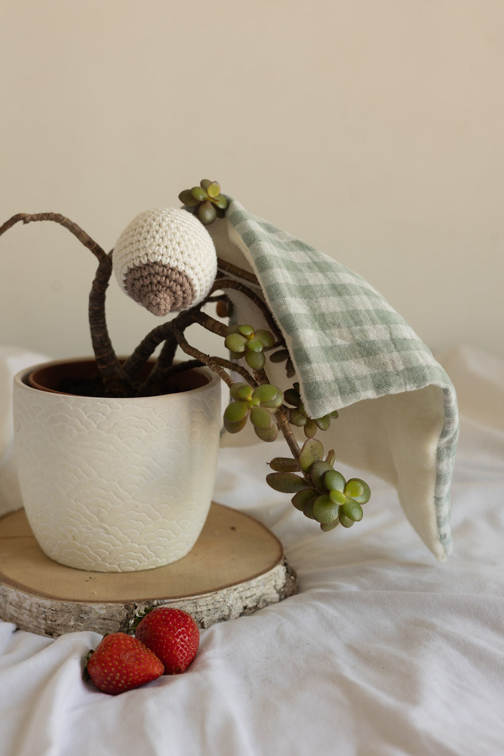 Doudou tétée Vichy vert de gris